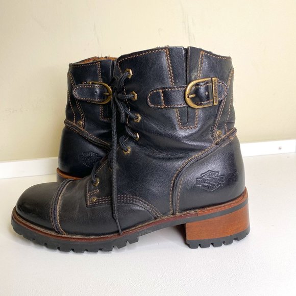 Harley-Davidson Shoes - Harley-Davidson Boots Combat Lace Up Black 9 Heel
